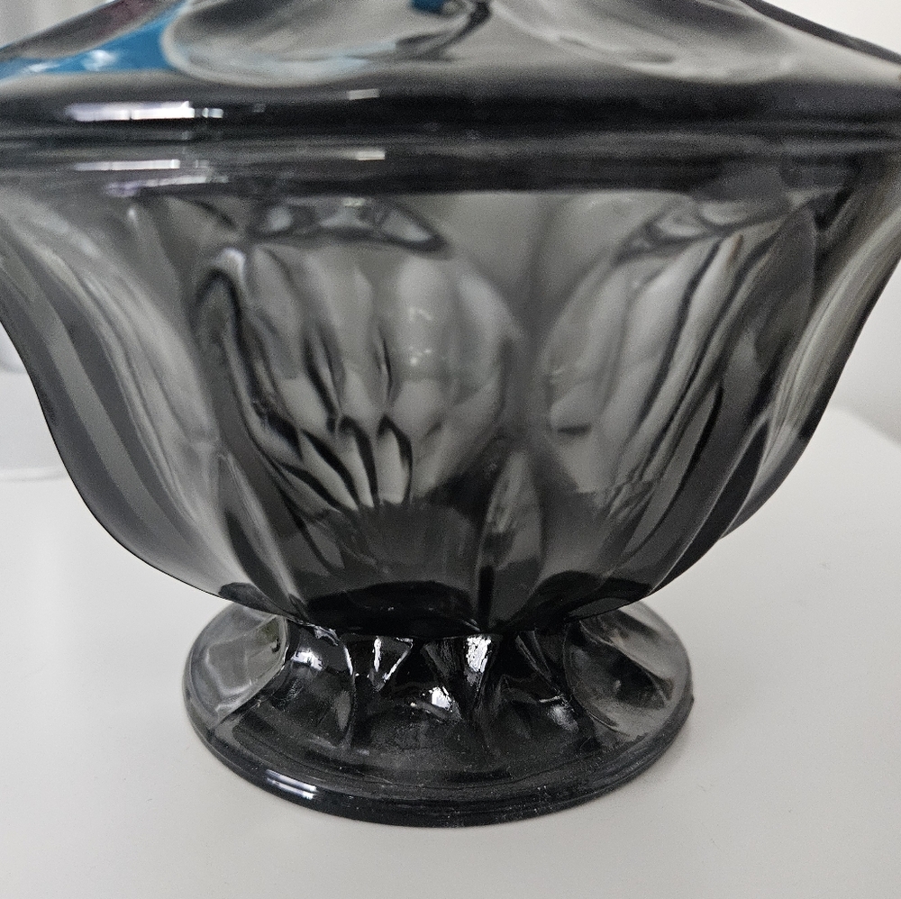 Anchor Hocking Fairfield Smoke Grey Lidded Candy Dish - Picture 2 of 9